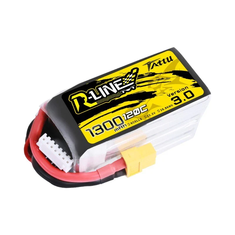 Tattu R-Line Version 3.0 1300mAh 22.2V 120C 6S1P Lipo Akku mit XT60 Stecker